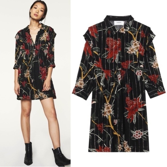 ba&sh Dresses & Skirts - ba&sh Paprika Dress floral print Noir black mini popover swing shirtdress Size 1